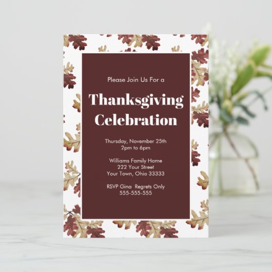 Rustikales Herbstfallen Erntedank Dinner Einladung (Stehend Vorderseite)