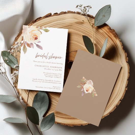 Rustikales Herbstfallen florales Brautparty Einladung