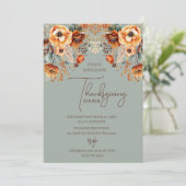 Rustikales Herbstfest Flora Erntedank Abendessen Einladung (Stehend Vorderseite)