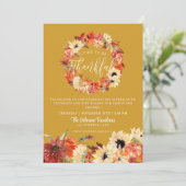 Rustikales Herbstfest Pumpkin Erntedank Dinner Einladung (Stehend Vorderseite)