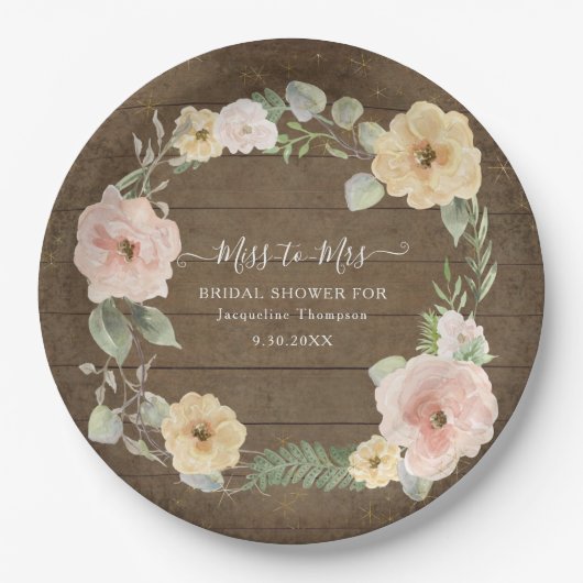 Rustikales Herbstfeuer Brautparty Pappteller (Vorderseite)