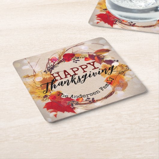 Rustikales Herbstfeuer glückliches Erntedankfest Rechteckiger Pappuntersetzer (angewinkelt)