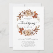 Rustikales Herbstfloral Erntedank Abendessen Einladung (Vorderseite)