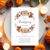 Rustikales Herbstfloral Erntedank Abendessen Einladung