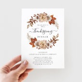 Rustikales Herbstfloral Erntedank Abendessen Einladung