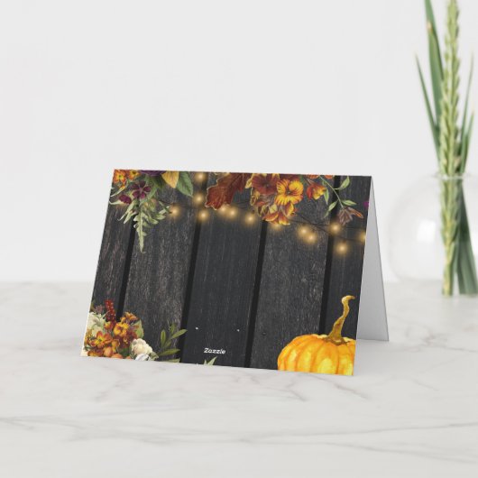 Rustikales Herbstholz Dankeskarte (Rückseite)