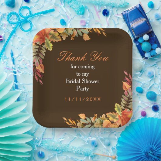 Rustikales Herbstlaub Brautparty Pappteller (Party)