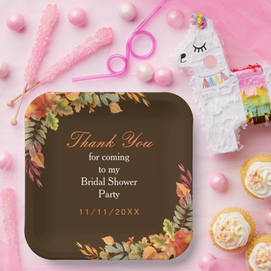 Rustikales Herbstlaub Brautparty Pappteller (Party)