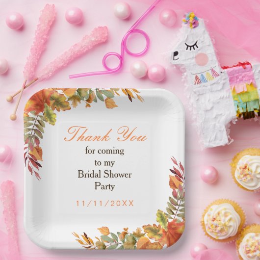 Rustikales Herbstlaub Brautparty Pappteller (Party)