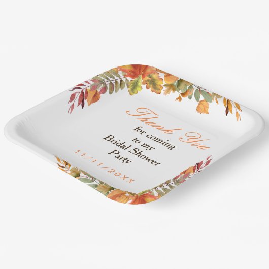Rustikales Herbstlaub Brautparty Pappteller (Gewinkelt)