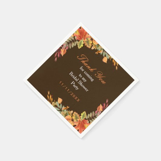 Rustikales Herbstlaub Brautparty Serviette (Ecke)