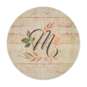 Rustikales Herbstlaub-Monogramm Schneidebrett