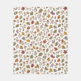 Rustikales Herbstlaub-Pilz-Waldmuster Fleecedecke