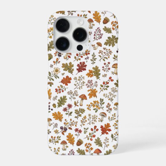 Rustikales Herbstlaub-Pilz-Waldmuster iPhone Hülle (Rückseite)