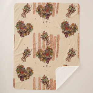 Rustikales Herbstleaves Herzmuster - Fall Vibes Sherpadecke