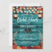 Rustikales Herbstleaves Lantern Aquamarines Brautp Einladung (Vorderseite)