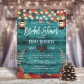 Rustikales Herbstleaves Lantern Aquamarines Brautp Einladung