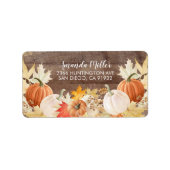 Rustikales Herbstleaves Pumpkins Rücksendeadresse- Adressaufkleber (Vorne)