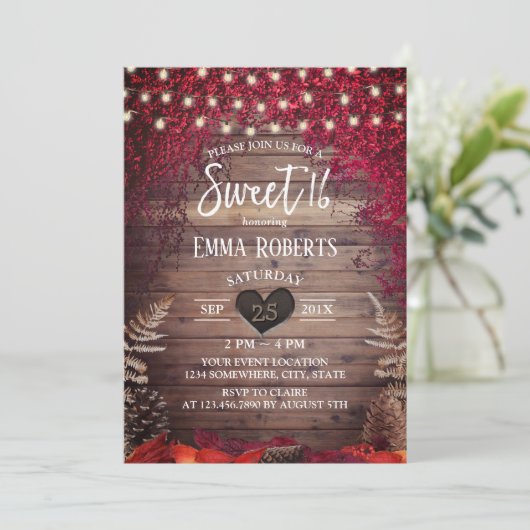 Rustikales Herbstleaves String Lights Barn Sweet 1 Einladung (Stehend Vorderseite)