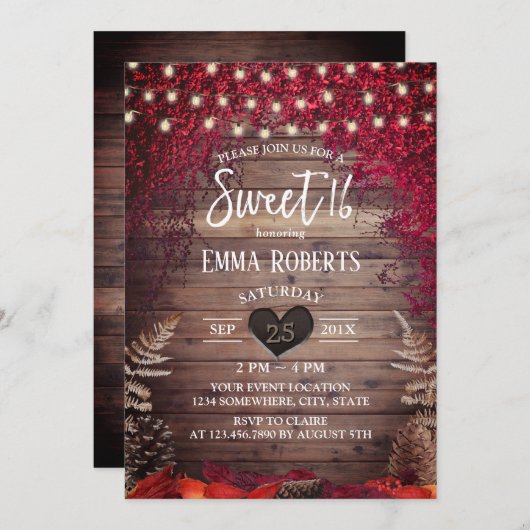 Rustikales Herbstleaves String Lights Barn Sweet 1 Einladung (Vorne/Hinten)