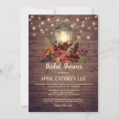 Rustikales Herbstleaves String Lights Brautparty Einladung (Vorderseite)