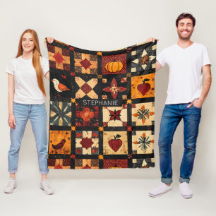 Rustikales Herbstmuster-Muster Bauernhof Fleecedecke