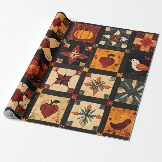 Rustikales Herbstmuster-Muster | Bauernhof Geschenkpapier (Ungerollt)