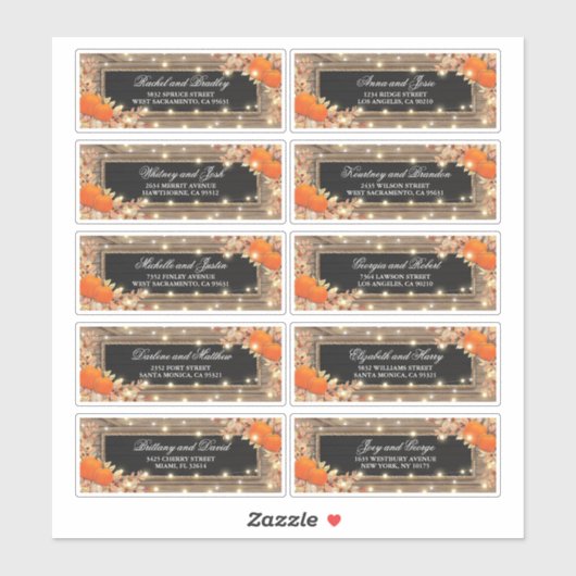 Rustikales Herbststername und Adressenaufdruckssie Aufkleber (Blatt)