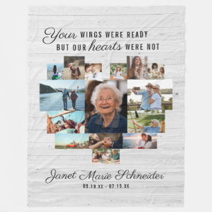 Rustikales Herz  15 Foto Collage Memorial Blanket Fleecedecke