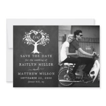 Rustikales Herz-Bäume Hochzeit Foto Save the Date