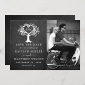 Rustikales Herz-Bäume Hochzeit Foto Save the Date (Vorne/Hinten)