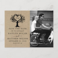 Rustikales Herz-Bäume Hochzeit Foto Save the Date