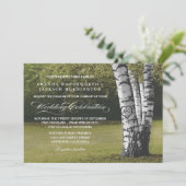 Rustikales Herz Birch Tree Hochzeitseinladungen Einladung (Stehend Vorderseite)
