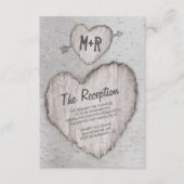 Rustikales Herz Birch Tree Hochzeitsempfang Begleitkarte (Vorderseite)