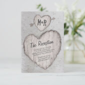 Rustikales Herz Birch Tree Hochzeitsempfang Begleitkarte (Stehend Vorderseite)