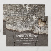 Rustikales Herz Birch Wood Hochzeit Jahrestag Einladung (Vorne/Hinten)