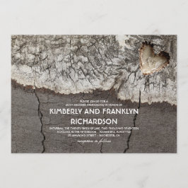 Rustikales Herz Birch Wood Hochzeit Jahrestag Einladung