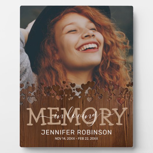 Rustikales Herz-Gedächtnis-Foto Fotoplatte (Vorderseite)