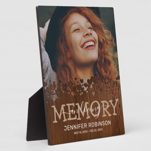 Rustikales Herz-Gedächtnis-Foto Fotoplatte (Seite)