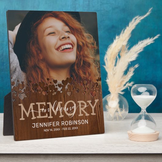 Rustikales Herz-Gedächtnis-Foto Fotoplatte (Seite)