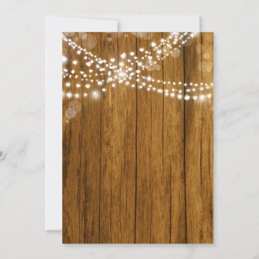 Rustikales Herz gestylt hangende Lichter Geburtsta Einladung (Rückseite)