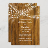 Rustikales Herz gestylt hangende Lichter Geburtsta Einladung (Vorne/Hinten)