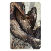 Rustikales Herz in Birch Bark Carved Names Natural Magnet (Vertikal)