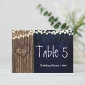 Rustikales Herz in der Tischnummer Baum (Stehend Vorderseite)