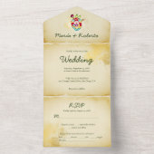 Rustikales Herz in einer mexikanischen Hochzeitsve All In One Einladung (Innen Boden)