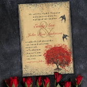 Rustikales Herz Leaf Red Tree Love Bird Wedding Einladung