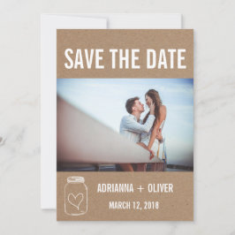 Rustikales Herz Mason Jar Save the Date Couple Fot