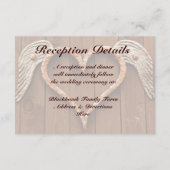 Rustikales Herz mit Wings Wood Wedding Empfang Begleitkarte (Rückseite)