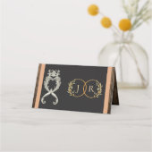 Rustikales Herz & Monogramm - Pfirsich Platzkarte (Rückseite)