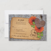 Rustikales Herz Orange Daisy Country Wedding UAWG RSVP Karte (Vorderseite)